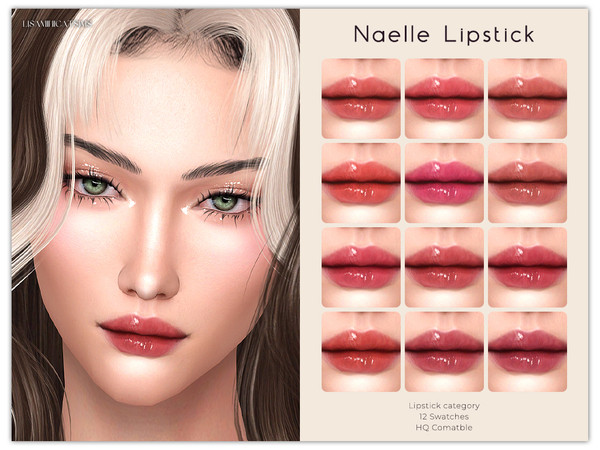 Sims 4 — Naelle Lipstick by VELYSEA — -Lipstick category -HQ comatble -12 swatches