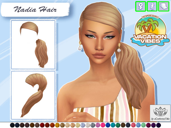 Sims 4 — Nadia Hair by Lewbertsn00tles — A slick hairstyle with a long, wavy side-ponytail Maxis Match