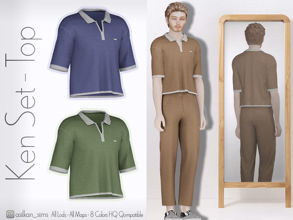 Sims 4 — Ken Set Top - ACN 663 by Asilkan — - 8 Colors