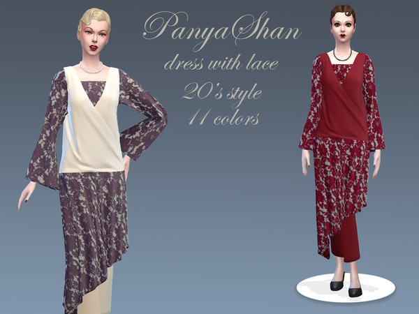 Sims 4 — Doris Flapper Dress by PanyaShan — 20s style flapper dress, 11 colors