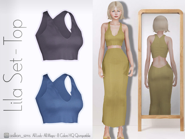 Sims 4 — Lila Set Top - ACN 665 by Asilkan — - 8 Colors
