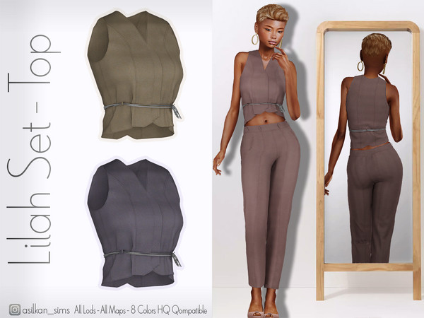 Sims 4 — Lilah Set Top - ACN 667 by Asilkan — - 8 Colors