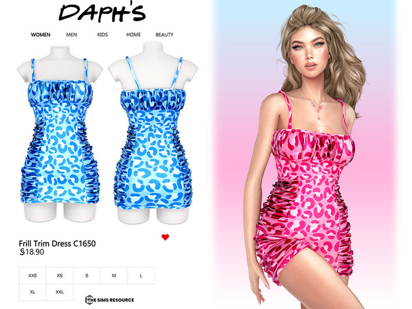 Sims 4 — Frill Trim Dress C1650 by Daph's — 10 Swatches
