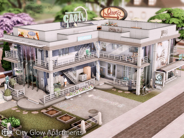 Sims 4 — City Glow Apartments l no CC by simZmora — A vibrant shared accommodation perfect for city life! This modern