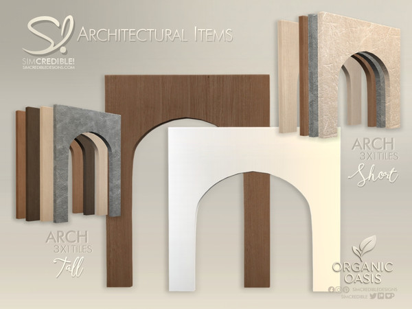 Sims 4 — Organic Oasis Hotel Suite - Arch 3x1 Short by SIMcredible! — Bringing character and depth to your builds with