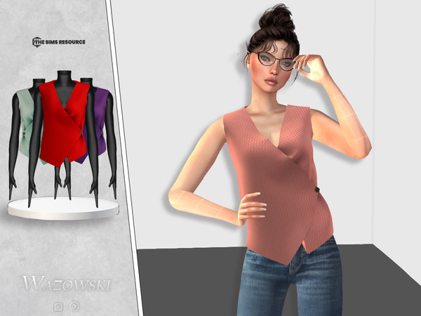 Sims 4 — Marea Top by _WAZOWSKI_ — All Texture Maps New Mesh 6 Colors HQ Compatible