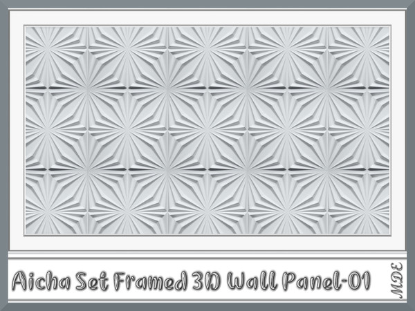 Sims 4 — MDE-Aicha Set_Framed 3D White Wall Panel-01 by MDE — Another 3D wall panel, this time framed. There are 8