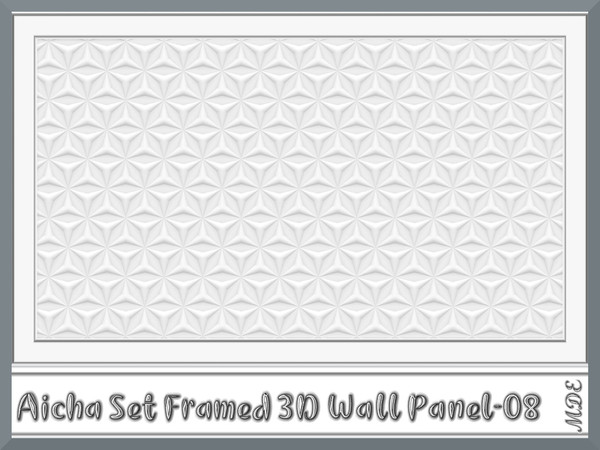 Sims 4 — MDE-Aicha Set_Framed 3D White Wall Panel-08 by MDE — Another 3D wall panel, this time framed. There are 8