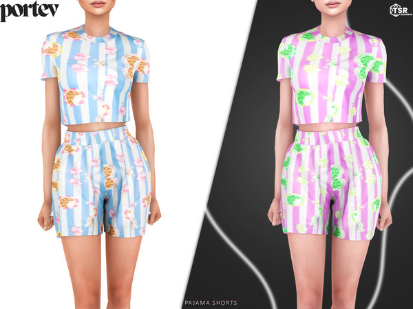 Sims 4 — Pajama Shorts by portev — new Mesh 4 colors