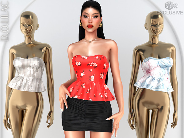 Sims 4 — Strapless Peplum Top DO0951 by DOLilac — Custom thumbnail