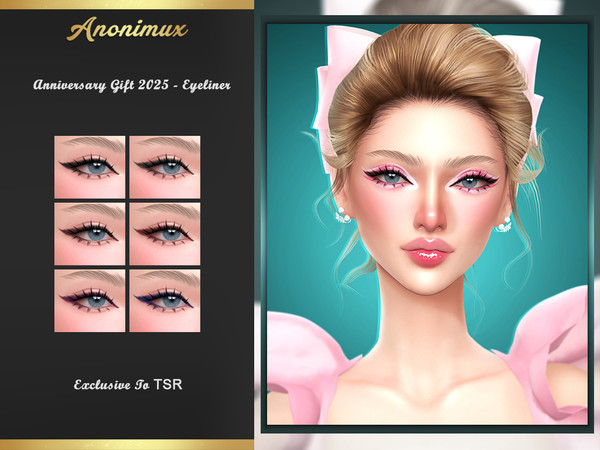 Sims 4 — Anniversary Gift 2025 - Eyeliner by Anonimux_Simmer — - 6 Swatches