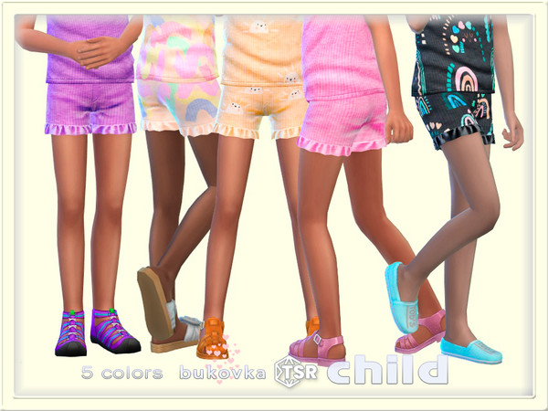 Sims 4 — Shorts Print by bukovka — Cute shorts for kids, girls only, in 5 color options. Can be installed independently,