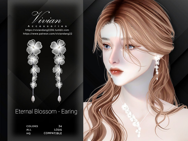 Sims 4 — Eternal Blossom - Earing by VivianDang — - All new meshes