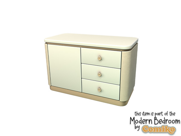 Sims 4 — Comiko Modern Bedroom Dresser (small) by Comiko — Part 2 - Modern Bedroom Set is base game compatible and