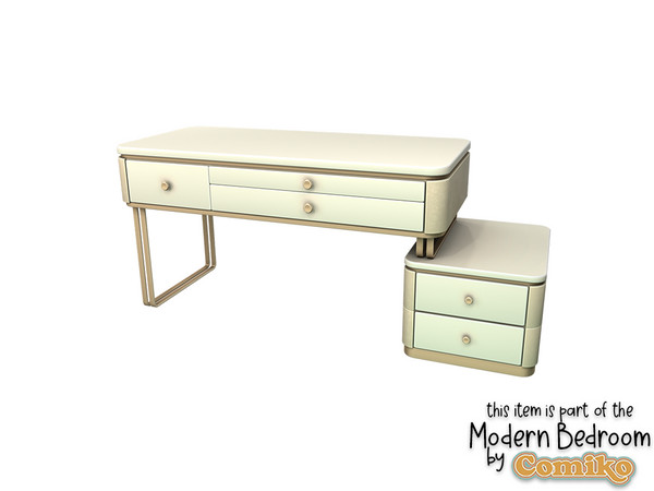 Sims 4 — Comiko Modern Bedroom Desk Makeup by Comiko — Part 3 - Modern Bedroom Set is base game compatible and consist of