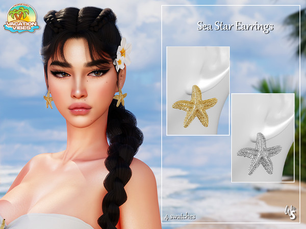 Sims 4 — VacationVibes - SeaStar Earrings by WisteriaSims — - FOR WOMAN - NEW MESH - TEEN TO ELDER - Earrings Category