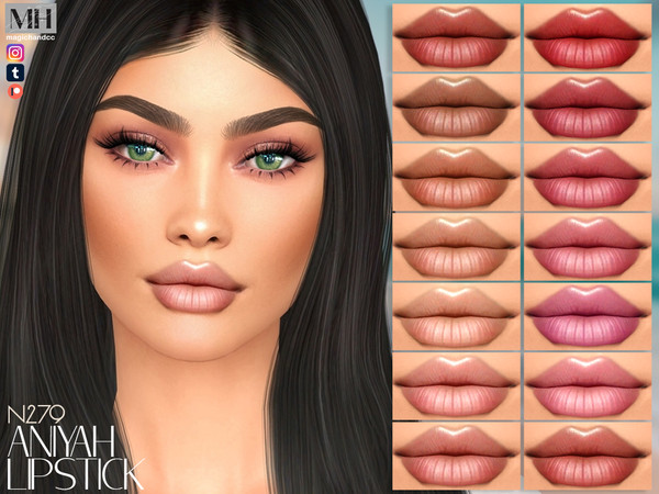Sims 4 — Aniyah Lipstick N279 by MagicHand — Sheen Lipstick in 16 colors - HQ Compatible.