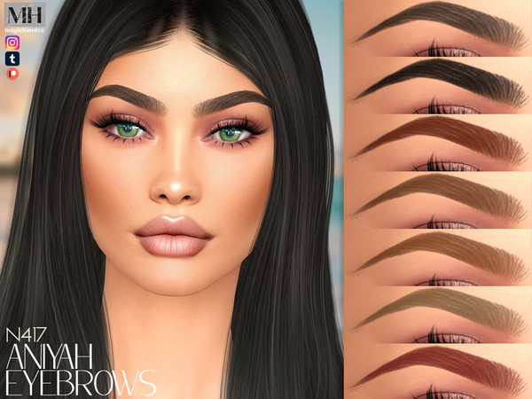 Sims 4 — Aniyah Eyebrows N417 by MagicHand — Natural definition brows in 13 colors - HQ Compatible.