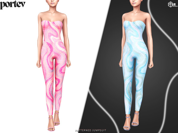 Sims 4 — Patterned Jumpsuit by portev — new Mesh 6 colors