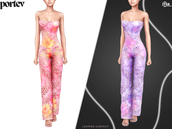 Sims 4 — Leopard jumpsuit by portev — new Mesh 7 colors