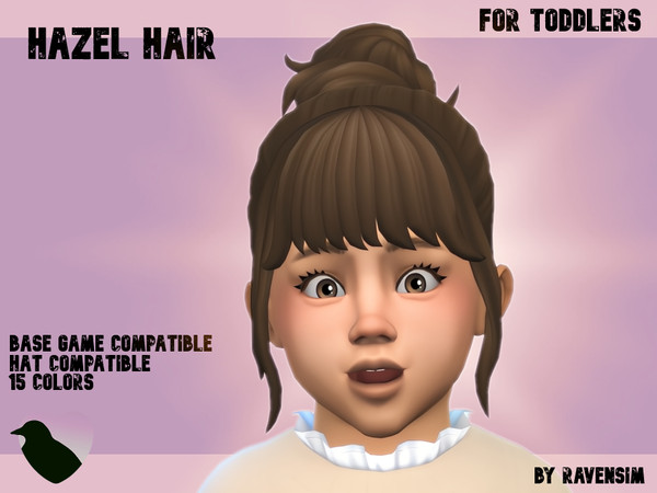Sims 4 — Hazel Hair For Toddlers by RavenSimr — Hello! :3 A cute hairstyle for your toddlers. With a bun and fringe.