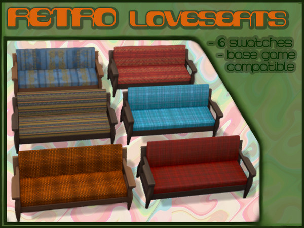 Sims 4 — Retro loveseats, midcentury style by 404pixelice — Hi! So I made some recolors for a Get famous sofa, and made