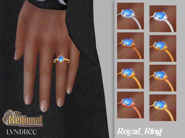 Sims 4 — Ye Medieval Royal Ring by LVNDRCC — Agate stone framed in variety of yellow and pink gold and silver frames,