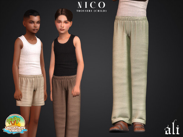 Sims 4 — Vacation Vibes - NICO trousers (child) by ali1 — Linen Trousers