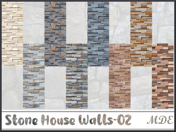 Sims 4 — MDE-Stone House Wall-02 by MDE — Elevate your space with Wall Stone series, seamlessly blending charm with