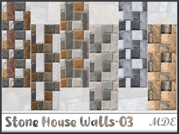 Sims 4 — MDE-Stone House Wall-03 by MDE — Elevate your space with Wall Stone series, seamlessly blending charm with