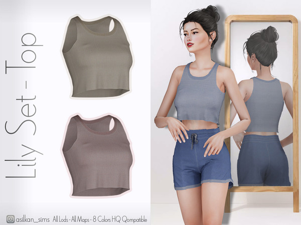 Sims 4 — Lily Set Top - ACN 669 by Asilkan — - 8 Colors