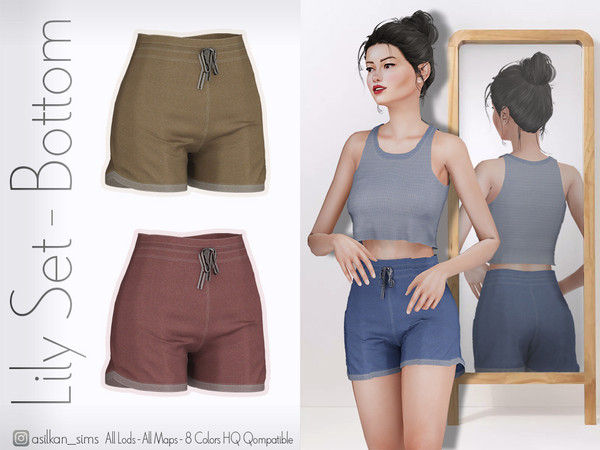 Sims 4 — Lily Set Bottom - ACN 670 by Asilkan — - 8 Colors