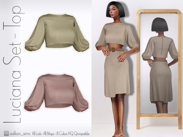Sims 4 — Luciana Set Top - ACN 673 by Asilkan — - 8 Colors