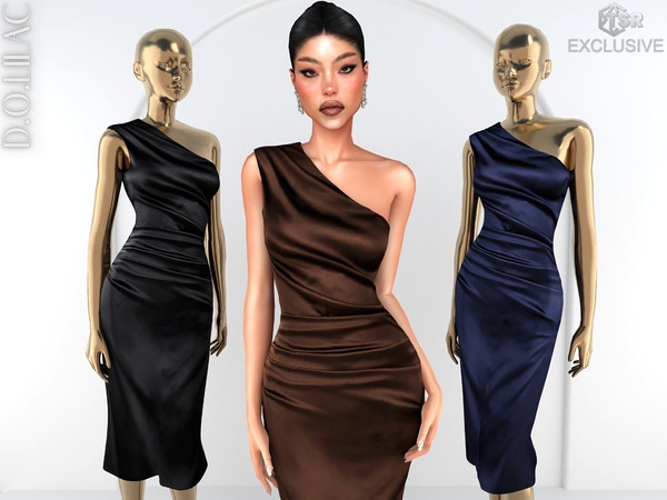 Sims 4 — Draped Silk Midi Dress DO0950 by DOLilac — Custom thumbnail