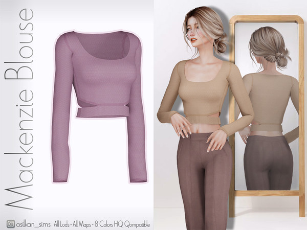 Sims 4 — Mackenzie Blouse - ACN 675 by Asilkan — - 8 Colors