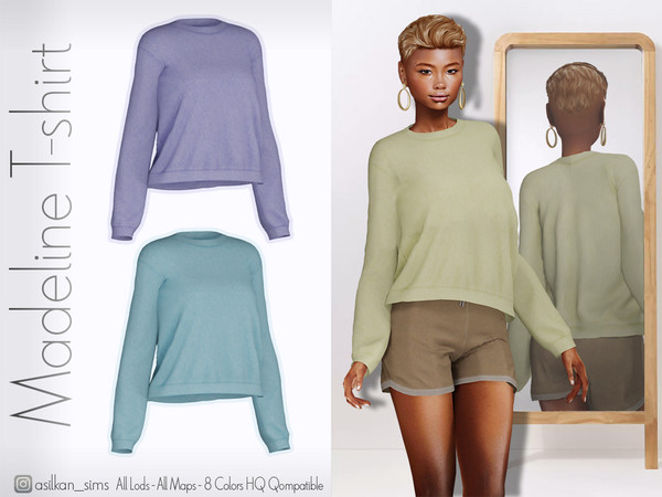 Sims 4 — Madeline Tshirt - ACN 676 by Asilkan — - 8 Colors
