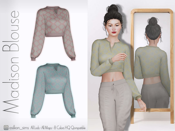 Sims 4 — Madison Blouse - ACN 677 by Asilkan — - 8 Colors