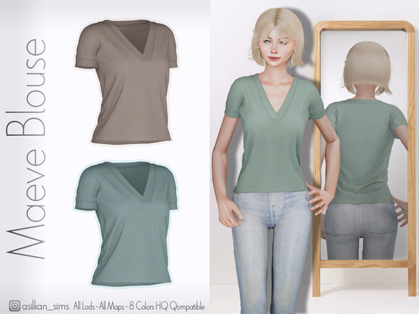 Sims 4 — Maeve Blouse - ACN 678 by Asilkan — - 8 Colors