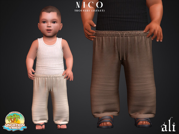 Sims 4 — Vacation Vibes - NICO trousers (infant) by ali1 — Linen Trouser