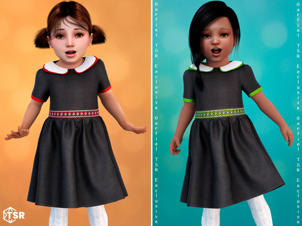 Sims 4 — Toddler - Classic dress with embroidered waist detail by Garfiel — This toddler dress combines timeless charm