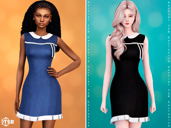 Sims 4 — Adult - Elegant sleeveless dress with contrast trim by Garfiel — This adult dress offers a refined balance of