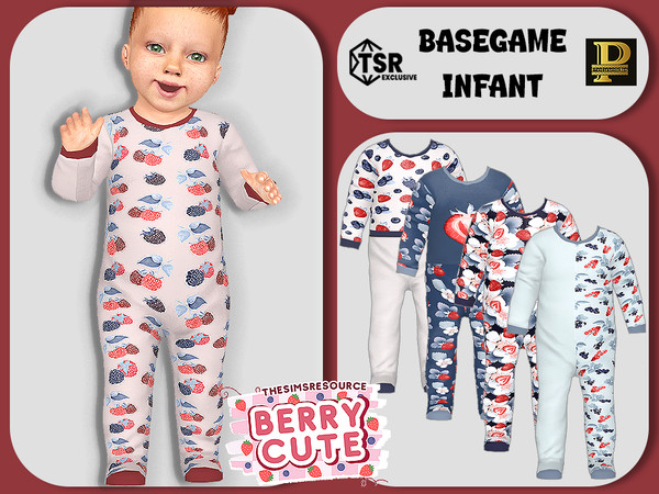 Sims 4 — Infants Very Berry Babygrows by Pelineldis — Five babygrows for infants boys and girls in berry colors and with