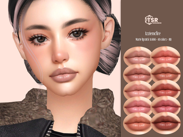 Sims 4 — IMF Marie Lipstick N.666 by IzzieMcFire — Marie Lipstick N.666 contains 10 colors in hq texture. Standalone item