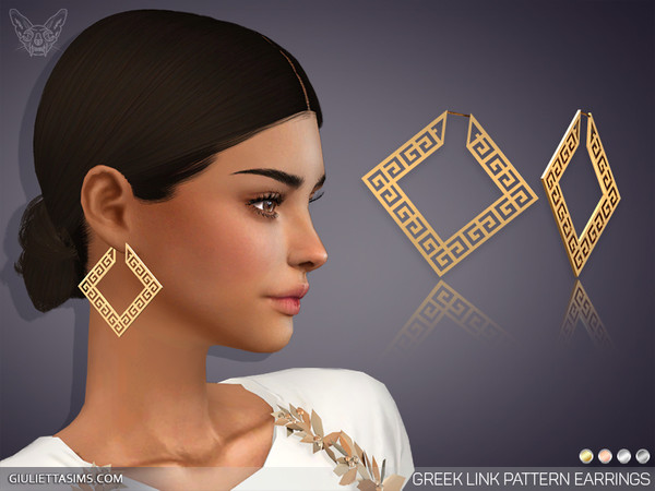 Sims 4 — Greek Link Pattern Earrings by feyona — Greek Link Pattern Earrings come with 4 swatches.