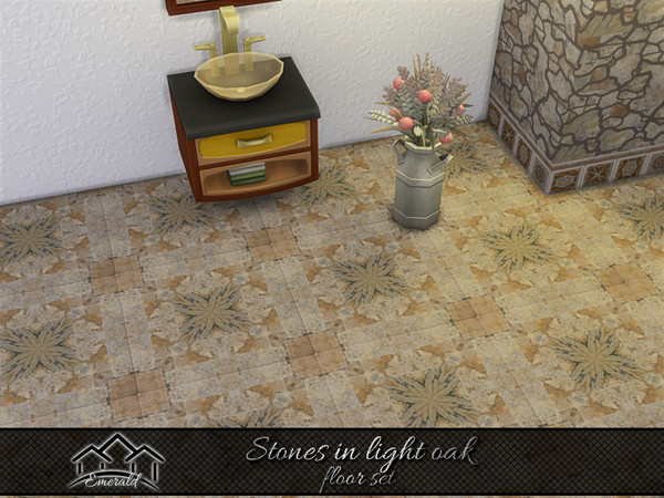 Sims 4 — Stones in light oak floor1 by Emerald — Create a natural stone accent wall to energize your living space.(floor