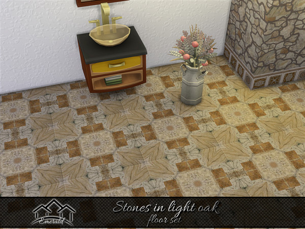 Sims 4 — Stones in light oak floor3 by Emerald — Create a natural stone accent wall to energize your living space.(floor