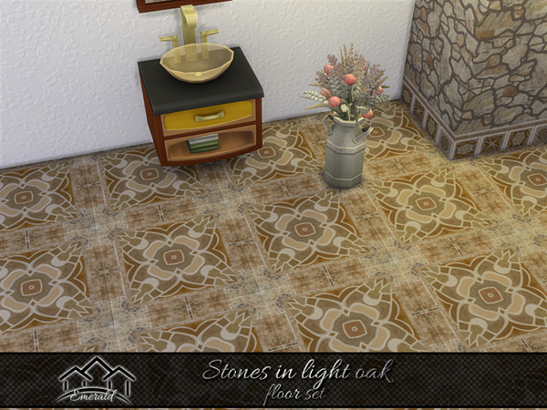 Sims 4 — Stones in light oak floor4 by Emerald — Create a natural stone accent wall to energize your living space.(floor