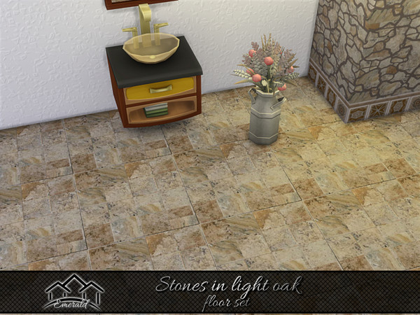 Sims 4 — Stones in light oak floor6 by Emerald — Create a natural stone accent wall to energize your living space.(floor