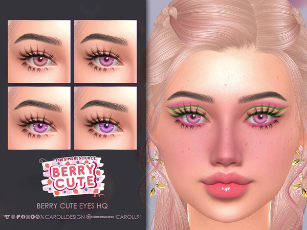 Sims 4 — Berry Cute Eyes HQ by Caroll912 — A 4-swatch face paint eye set in berry colour tones. Suited for all ages and