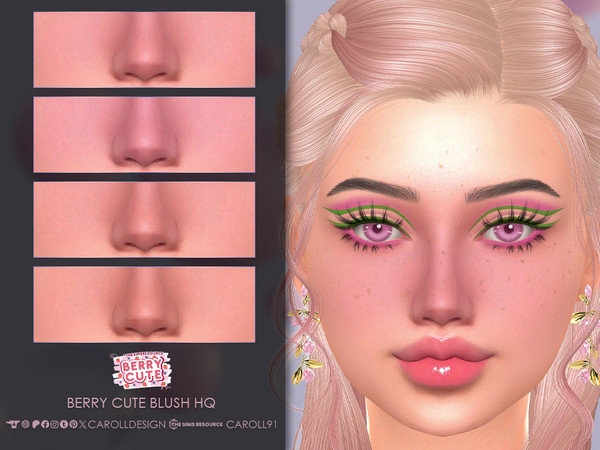 Sims 4 — Berry Cute Blush HQ by Caroll912 — A 4-swatch facial blush in the dark shades of berries. Blush is suited from